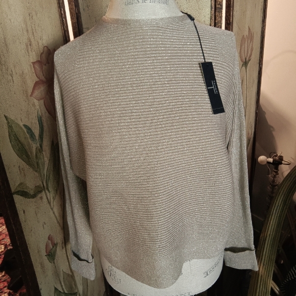 Tahari sparkle gold crop sweater - Picture 1 of 6